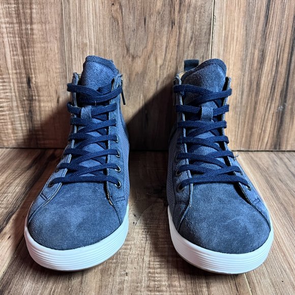 Comfortiva Align Womens Leather High Top Shoes Blue Embossed Floral EUC Size 8 - Picture 4 of 7